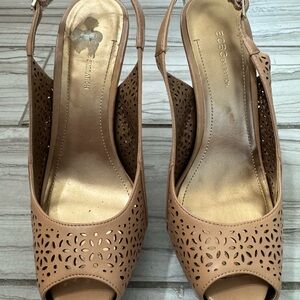 BCBGeneration Brown Cutout Slingback Heels